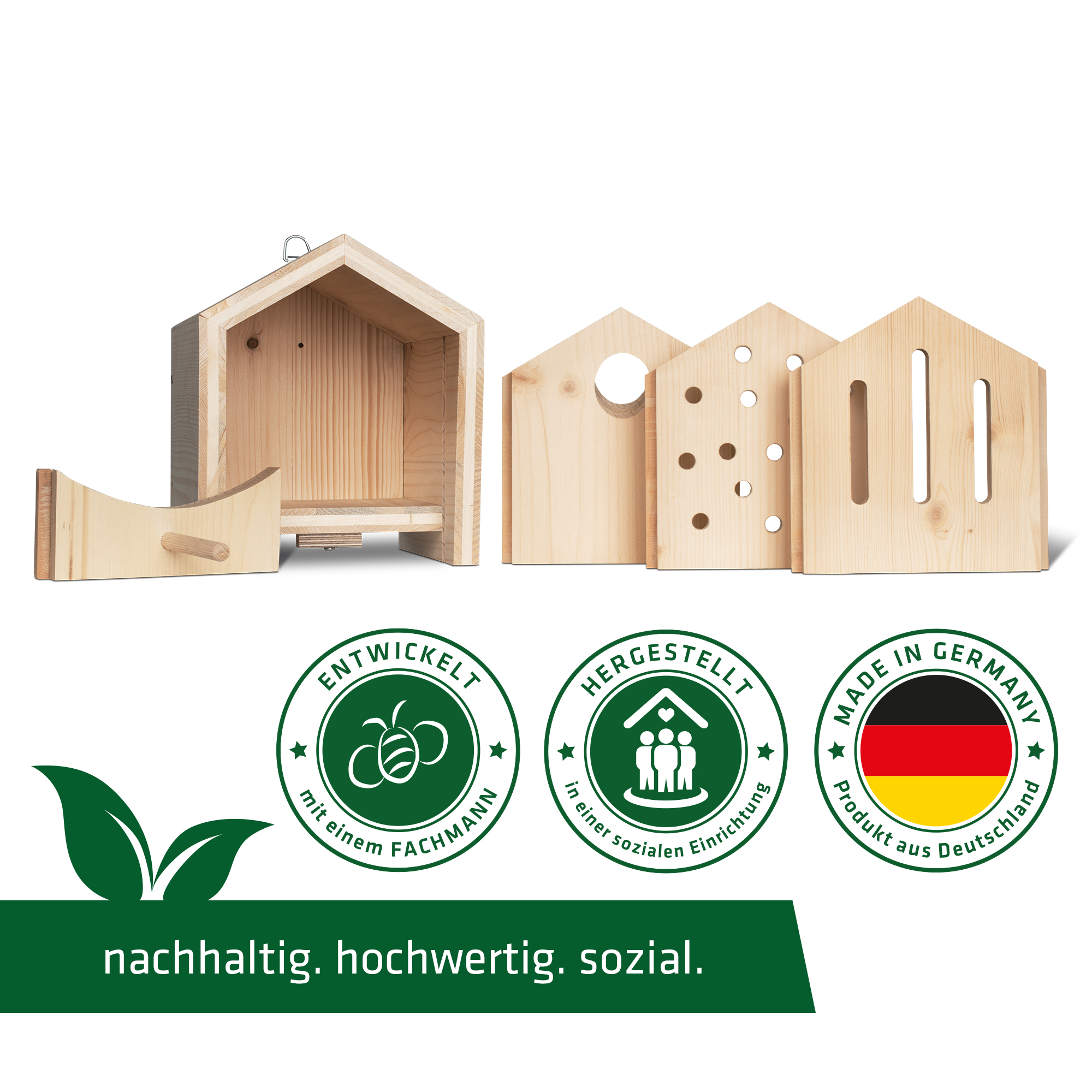 Unser Tier-Haus-System wurde mit Fachpersonal entwickelt & in einer sozialen Einrichtung hier in Deutschland für Sie hergestellt. 