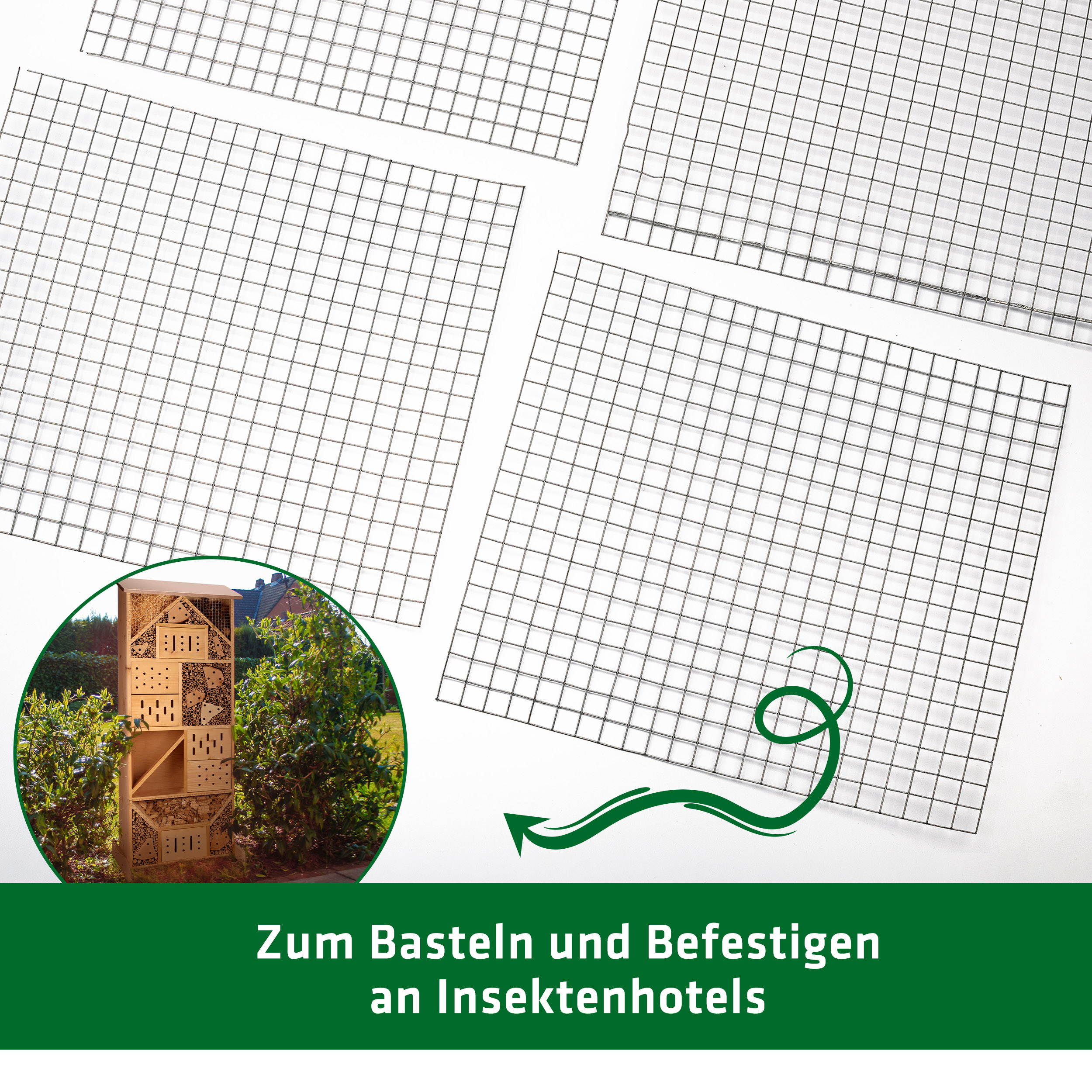 Insektenhotel bauen mit Vogelschutzgitter