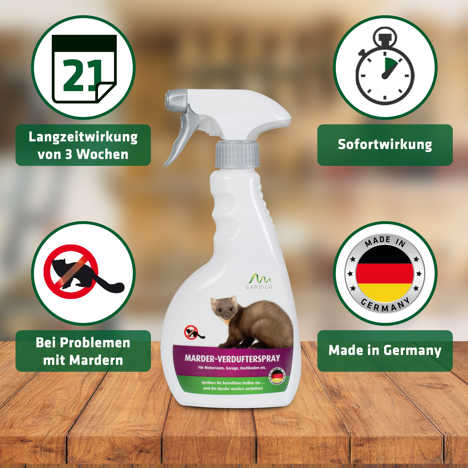 Marderspray mit Langzeitwirkung. 