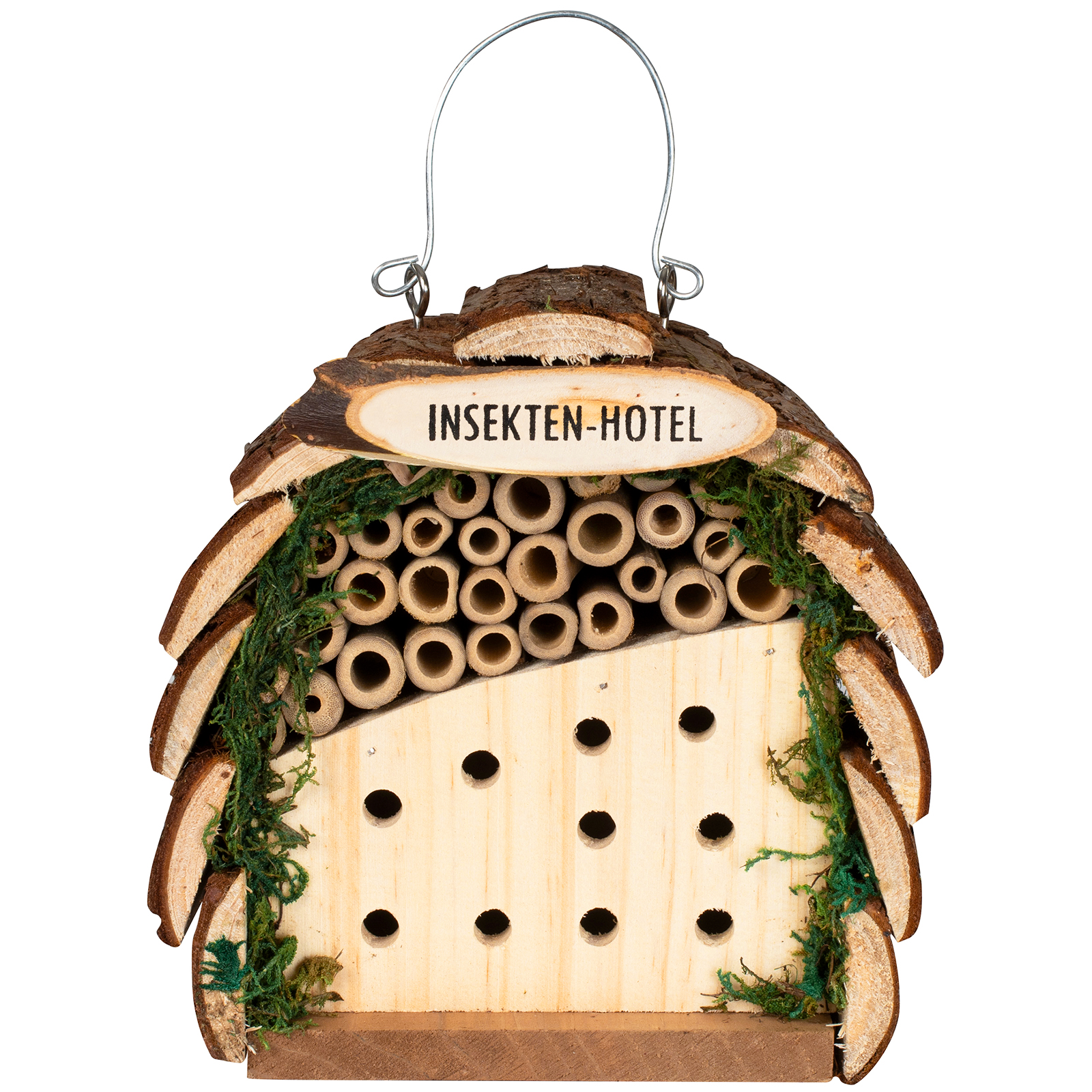 Das Insekten-Hotel lässt sich aufhängen oder hinstellen. Finden Sie den optimalen Platz für die Insekten. 