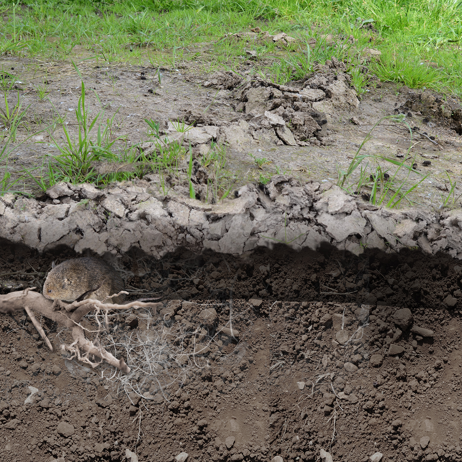 Die Tunnel der Mäuse sind meistens klar an der Oberfläche zu erkennen und können schnell zur Stolperfalle werden. 